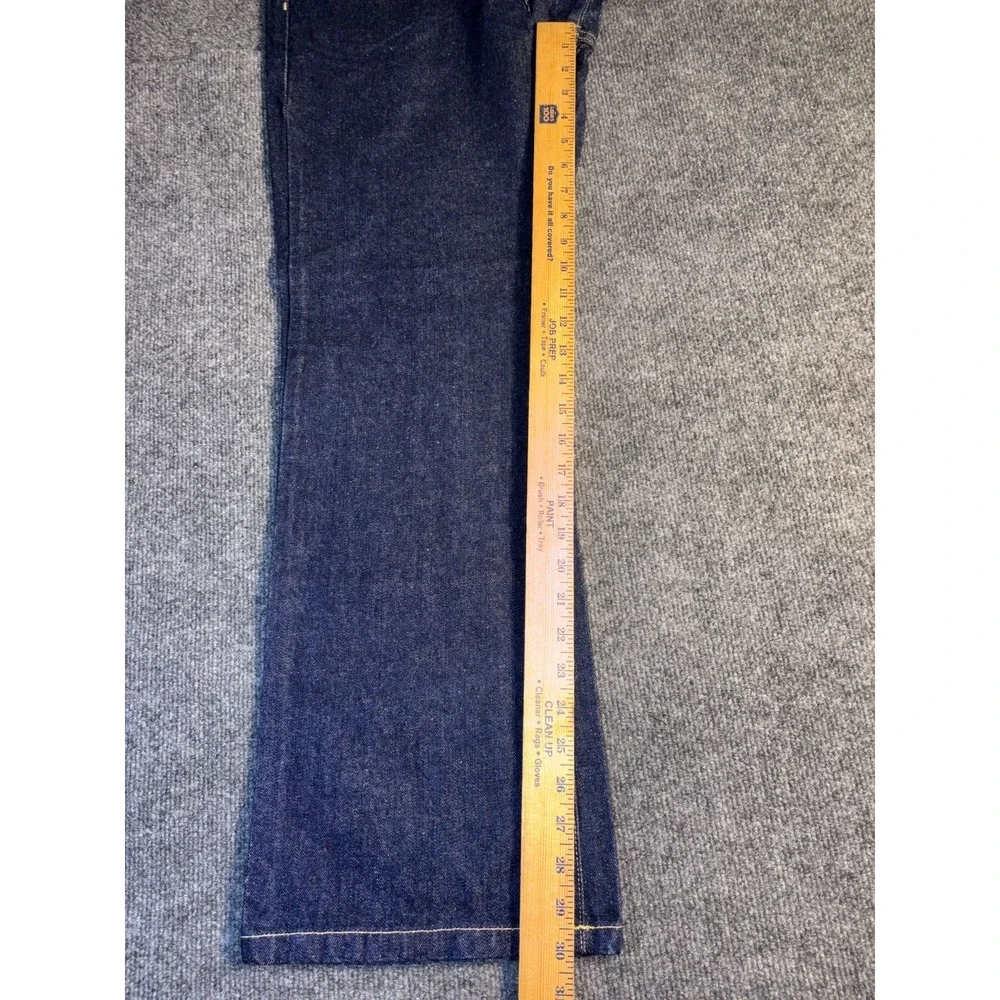 Tommy Jeans Womens 13/30 Blue Denim Mid Rise Straight Contrast Stitch‎ Dark Wash